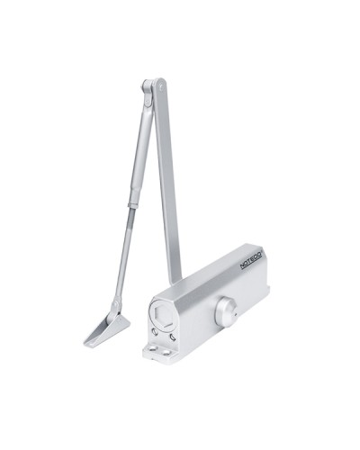 Доводчик NOTEDO DC-110 DA EN3-4, с задержкой закрывания, с рычажной тягой, (серебро) (RAL9006) в Благовещенске Доводчики Pintop.ru