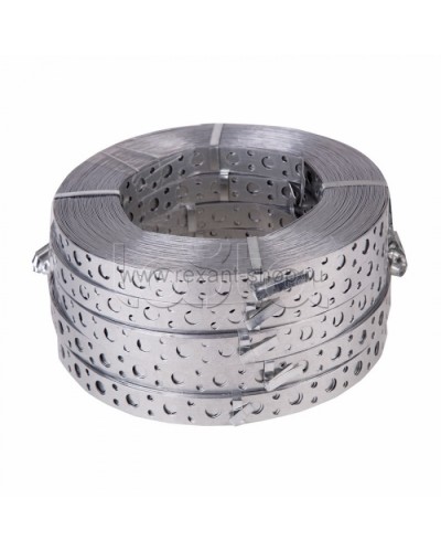 Лента полоса монтажная оцинкованная, перфорированная прямая 20 х 0,70 мм (рулон 25 м) REXANT (07-7107-4) в Благовещенске Крепежные изделия Pintop.ru