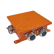SMB120 Коробка металлическая, огн. E-110,о/п 120х120х60, 4 метал. гермоввода, IP66, 4P, (2,5-25 мм2), цвет оранж. Экопласт (56514)