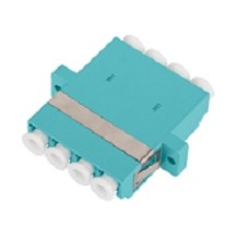 Адаптер NIKOMAX волоконно-оптический, соединительный, многомодовый, стандарта OM3, LC/UPC-LC/UPC, квадро, пластиковый, без шторки, с фланцами, аква, уп-ка 2шт.