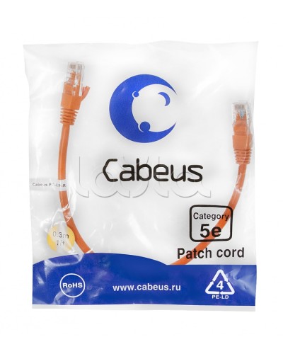 Патч-корд медный U/UTP кат.5е (0,3м) LSZH (оранжевый) Cabeus (PC-UTP-RJ45-Cat.5e-0.3m-OR-LSZH) в Благовещенске Патчкорды (медные) Pintop.ru