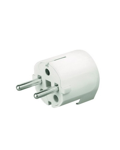 Вилка кабельная, бытовая с боковым вводом кабеля. Белая. IP20 16А 2P+E 230В DKC DIS13083 в Благовещенске Аксессуары для стоек и шкафов Pintop.ru