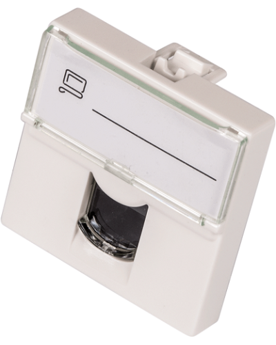 Вставка Mosaic 45x45, RJ-45 UTP, кат.6, со шторкой и увеличенным окном маркировки, белая LANMASTER LAN-SIP-23U6-WH в Благовещенске Аксессуары для кабель-канала Pintop.ru