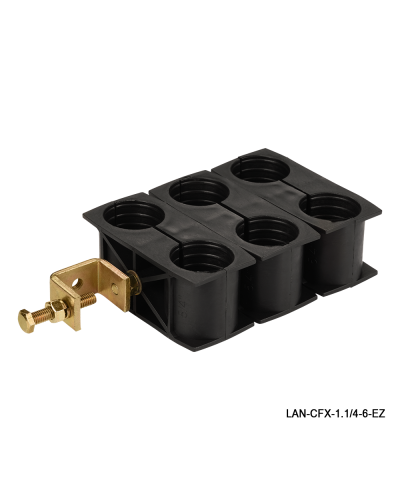 Комплект крепления для 6-ти коаксиальных кабелей диаметром 1-1/4, со струбциной LANMASTER LAN-CFX-1.1/4-6-EZ в Благовещенске Аксессуары для стоек и шкафов Pintop.ru