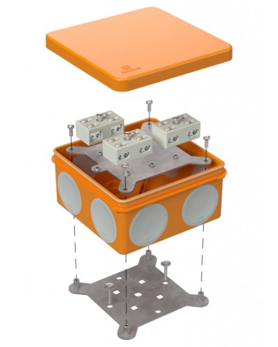 Коробка огнест. разветвительная 100х100х50 (14 шт/кор) Промрукав (60-0300-FR6.0-4-6-Р) в Благовещенске Распределительные коробки Pintop.ru