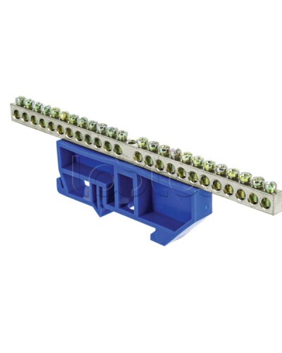 Шина 0 N (6x9мм) 24 отв. цинк синий изолятор на DIN-рейку EKF PROxima (sn1-63-24-d) в Благовещенске Клеммные колодки Pintop.ru