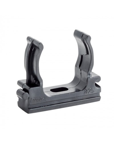 CF25G Держатель (клипса), без галогена, для труб D25мм, цвет чёрный (10шт) Экопласт (41725-10HF-BL) в Благовещенске Держатели, клипсы, скобы Pintop.ru