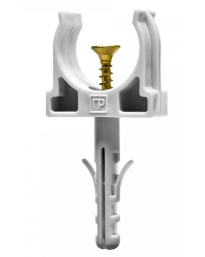 Крепеж-клипса с дюбелем и саморезом серая д20 в малой упаковке (10шт/900шт уп/кор) Промрукав (PR13.0308) в Благовещенске Крепеж: Дюбели, шурупы, саморезы Pintop.ru