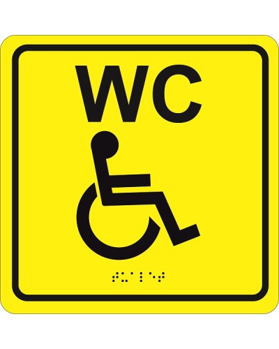 Табличка тактильная Hostcall MP-010Y3Туалет для инвалидов (200x200мм) желтый в Благовещенске Система оповещения и трансляции Hostcall Pintop.ru