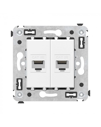 Компьютерная розетка RJ-45 без шторки в стену, кат.5е двойная, Avanti, Белое облако DKC 4400664 в Благовещенске Розетки компьютерные и телефонные Pintop.ru