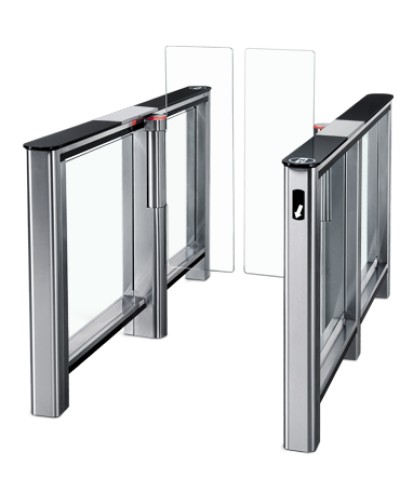 Турникет PERCo-ST-01 с крышками из закал. стекла с центральной вставкой из нерж. стали со створками Створки шириной 425 в Благовещенске Турникеты Pintop.ru