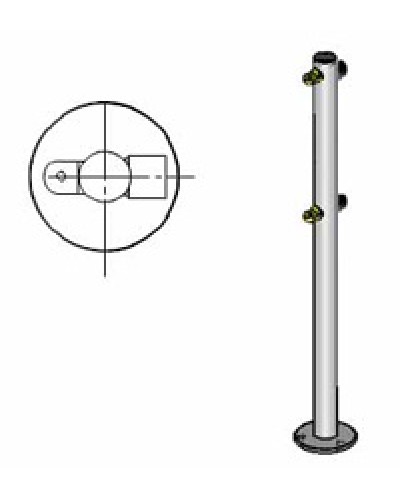 Стойка ограждения с 2-мя полупетлями под поворотную створку или секциюi-образная, 2 муфты Oxgard Стойка ограждения с 2-мя полупетлями i-образная (ВЗР 1996.01-01) в Благовещенске Ограждения Pintop.ru
