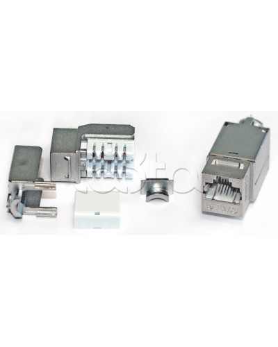 Вставка Keystone Jack RJ-45(8P8C), категория 6A, экранированная, 110 IDC, заделка с помощью NE-TOOL, белая Hyperline KJNE-8P8C-C6A-90-SH-F-WH в Благовещенске Модули Keystone Pintop.ru