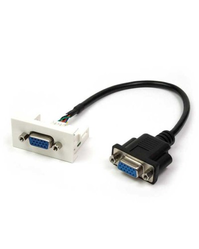 Вставка Mosaic 22.5x45 с адаптером VGA D-SUB HDB-15 мама, со шнуром 3 м папа, белая LANMASTER LAN-WA-LP-VGA-FM-3.0 в Благовещенске Аксессуары для стоек и шкафов Pintop.ru