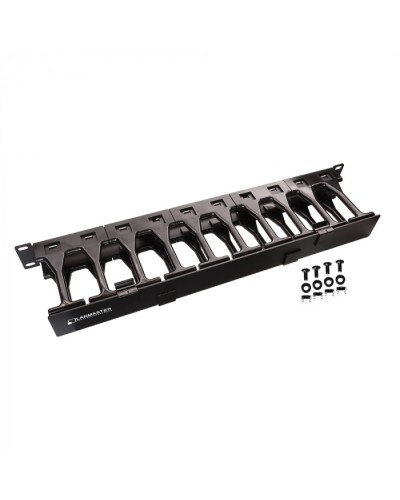 Кабельный органайзер 19 c пластиковыми пальцами глубиной 106 мм и крышкой, 1U LANMASTER (LAN-ORG-PF/S-1U) в Благовещенске Кабельные органайзеры Pintop.ru