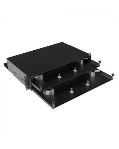 Оптическая полка выдвижная, без лицевой панели, неукомплектованная, 2U, черная DKC RNFPE2U48 в Благовещенске Полки для шкафов и стоек Pintop.ru