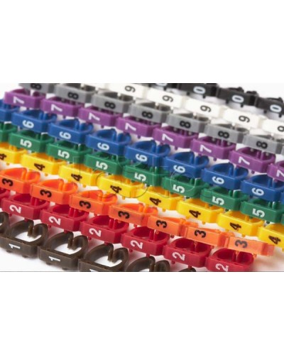 Маркеры (клипсы) на кабель, защелкивающиеся D 6-7мм, 0-9, 10 цветов (100 шт) Hyperline MA-67-R в Благовещенске Держатели, клипсы, скобы Pintop.ru