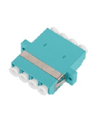 Адаптер NIKOMAX волоконно-оптический, соединительный, многомодовый, стандарта OM3, LC/UPC-LC/UPC, квадро, пластиковый, без шторки, с фланцами, аква, уп-ка 2шт. в Благовещенске Проходные адаптеры и розетки оптические Pintop.ru