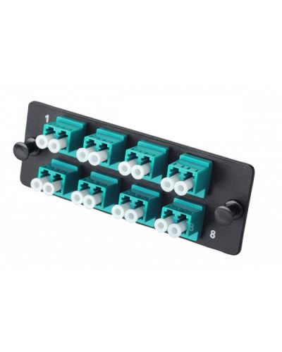 Комплект планка Q-SLOT с 8 адаптерами дуплекс LC OM3, монтажные шнуры, КДЗС Eurolan (38M-30-2L-08BL) в Благовещенске Кроссы оптические Pintop.ru