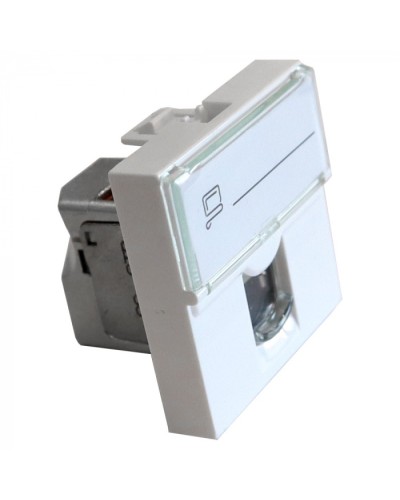 Вставка Mosaic 45x45, RJ-45 STP, кат.6, со шторкой и увеличенным окном маркировки, белая LANMASTER LAN-SIP-23S6-WH в Благовещенске Модули Keystone Pintop.ru