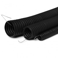 Труба гофрированная FRHF, трудногорючая, безгалогенная 40 мм, гибкая со стальной протяжкой, чёрная (15м) ПожТехКабель 713-005
