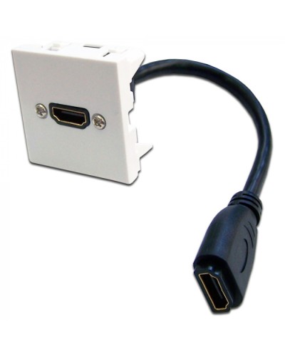 Вставка Mosaic 45x45 с адаптером HDMI с удлинителем, мама-мама, белая LANMASTER (LAN-SIP-23HDMI-WH) в Благовещенске Проходные адаптеры и розетки оптические Pintop.ru