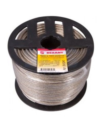 Трос стальной в ПВХ изоляции d4 мм (100 м) REXANT 09-5240 в Благовещенске Крепежные изделия Pintop.ru