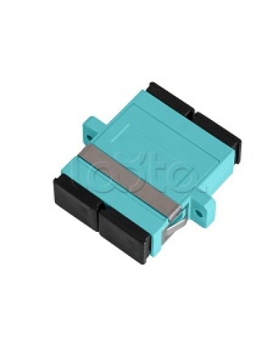 Адаптер NIKOMAX волоконно-оптический, соединительный, многомодовый, стандарта OM3, SC/UPC-SC/UPC, двойной, пластиковый, без шторки, с фланцами, аква, уп-ка 2шт. NIKOMAX (NMF-OA2M3-FN-SCU-SCU-AQ-2) в Благовещенске Проходные адаптеры и розетки оптические Pint