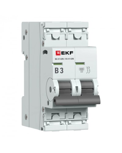 Автоматический выключатель 2P 3А (B) 6кА ВА 47-63N EKF PROxima (M636203B) в Благовещенске Электротехническое оборудование Pintop.ru