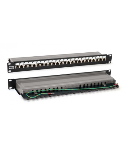 Патч-панель 19, 1U, 24 порта RJ-45 полн. экран., категория 6, Dual IDC, цвет черный Hyperline PP3-19-24-8P8C-C6-SH-110D в Благовещенске Патч панель Pintop.ru