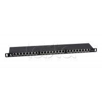 Патч-панель 19" (0,5U) 24 порта RJ-45 кат.6а (экран) Cabeus (PLHD-24-Cat.6a-SH-Dual-0,5U)
