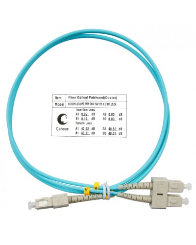 Шнур оптический duplex SC-SC 50/125 MM OM3 1 м LSZH Cabeus FOP-50-SC-SC-1M в Благовещенске Патч-корды оптические Pintop.ru