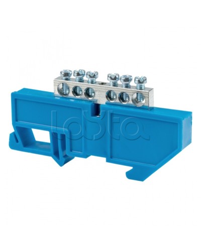 Шина 0 N (6x9мм) 6 отв. цинк синий изолятор на DIN-рейку EKF (sn1-63-06-d) в Благовещенске Крепежные изделия Pintop.ru