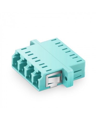 Оптический адаптер OM3, квадро LC, с фланцами, бирюзовый Eurolan (36A-30-4L-02AQ) в Благовещенске Проходные адаптеры и розетки оптические Pintop.ru