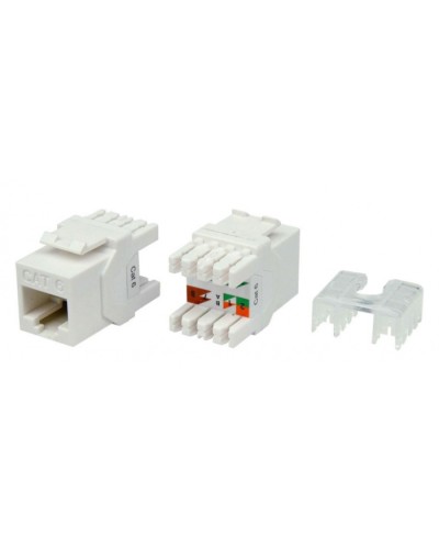 Вставка Keystone Jack RJ-45(8P8C) Hyperline KJ8-8P8C-C6-180-WH в Благовещенске Модули Keystone Pintop.ru