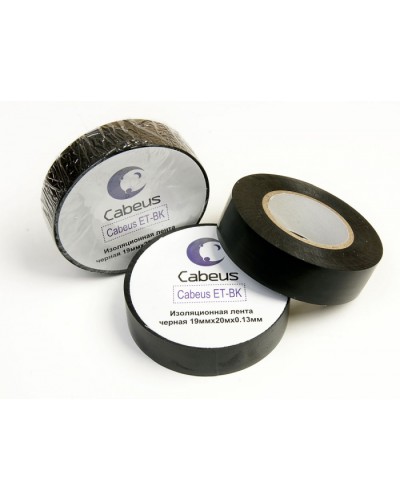 Лента изоляционная (черная) Cabeus ET-BK в Благовещенске Аксессуары для кабель-канала Pintop.ru