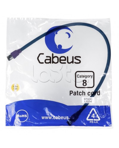 Патч-корд S/FTP Cabeus PC-SSTP-RJ45-Cat.8-0.5m-LSZH в Благовещенске Патчкорды (медные) Pintop.ru