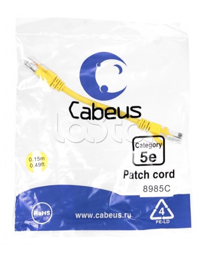 Патч-корд медный U/UTP кат.5е (0,15м) LSZH (желтый) Cabeus (PC-UTP-RJ45-Cat.5e-0.15m-YL-LSZH) в Благовещенске Патчкорды (медные) Pintop.ru