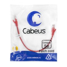 Патч-корд медный U/UTP кат.5е (0,3м) LSZH (красный) Cabeus (PC-UTP-RJ45-Cat.5e-0.3m-RD-LSZH)