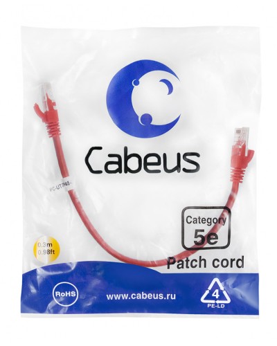 Патч-корд медный U/UTP кат.5е (0,3м) LSZH (красный) Cabeus (PC-UTP-RJ45-Cat.5e-0.3m-RD-LSZH) в Благовещенске Патчкорды (медные) Pintop.ru