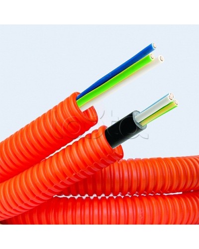 Электротруба ПНД гибкая гофр. д.16мм, цвет оранжевый, с кабелем ВВГнг(А)-LS 3х1,5мм² РЭК ГОСТ+, 100м DKC 7L916100 в Благовещенске Труба гофрированная Pintop.ru