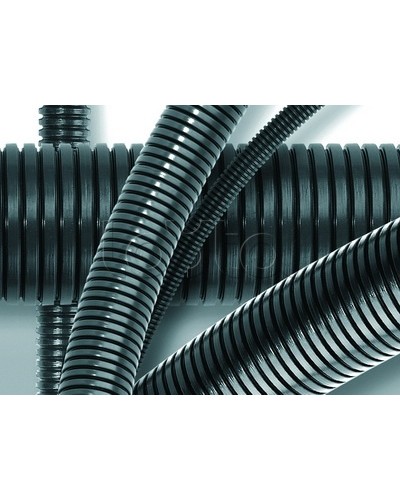 Труба ПА 6 гофр. DN7мм, ПВ-0, Dвн 6,8 мм, Dнар 10,1 мм, цвет тёмно-серый, без протяжки DKC PA600710F0 в Благовещенске Труба гофрированная Pintop.ru