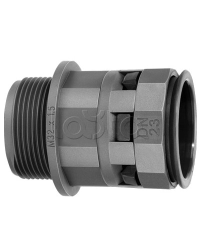 Муфта труба-коробка DN 48 мм, М63х1,5, полиамид, цвет черный DKC PAM48M63N в Благовещенске Повороты, муфты, тройники Pintop.ru