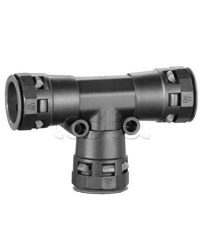 Тройник DN 36/36/36 мм, полиамид, цвет черный DKC PAT36N в Благовещенске Повороты, муфты, тройники Pintop.ru