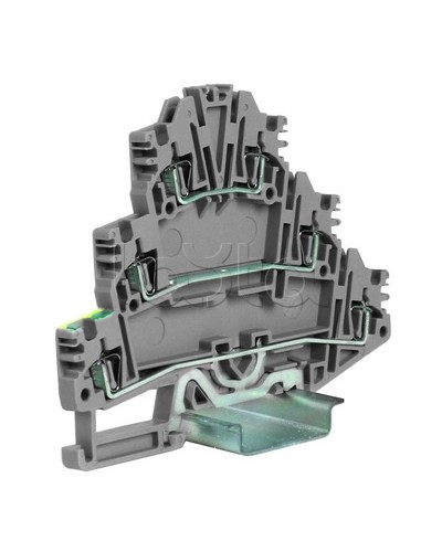 Зажим трех-уровневый c заземлением на нижнем уровне 2,5 кв.мм, серый DKC ZHL500GR в Благовещенске Держатели, клипсы, скобы Pintop.ru