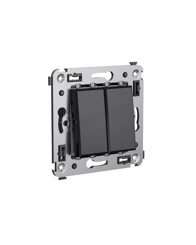 Выключатель двухклавишный в стену, Avanti, Черный квадрат DKC 4402104 в Благовещенске Аксессуары для стоек и шкафов Pintop.ru