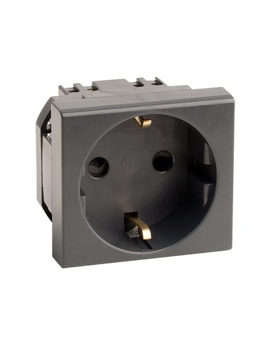 Розетка силовая 2Р+Е, со шторками, «Viva», 2 мод., цвет черный DKC (45205) в Благовещенске Аксессуары для кабель-канала Pintop.ru