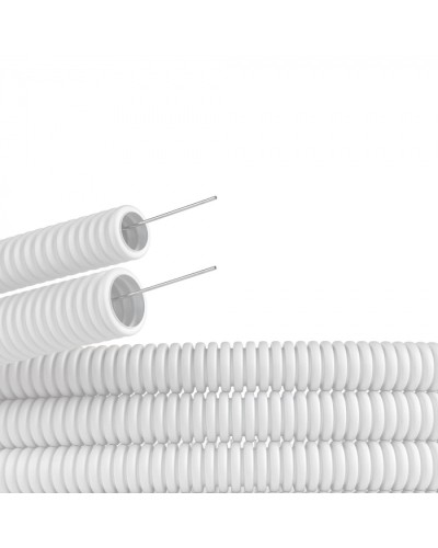Труба ПЛЛ гибкая гофр. не содержит галогенов д.16мм, ПВ-0, с протяжкой,100м, цвет белый DKC (81816) в Благовещенске Труба гофрированная Pintop.ru