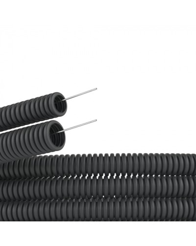 Труба ПВХ гибкая гофрированная. д.20мм, лёгкая с протяжкой, цвет черный (100 м) DKC (91920B) в Благовещенске Труба гофрированная Pintop.ru