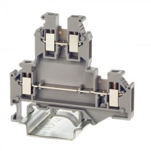 Клемма двухуровневая, винтовой зажим, 4 точки подключения, 2.5 кв.мм, серая DKC (KRUKB-3)